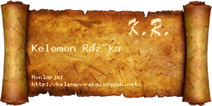 Kelemen Réka névjegykártya